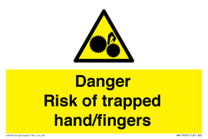 Danger Risk of trapped hand/fingers